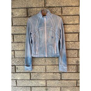 Lululemon Zip-Up Jacket Size 8 Blue Tie-Dye With Pink & Blue Star Embroidery